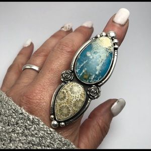 sterling silver “sky and sea” ring